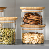 Kitchen Pro Eco Square Glass Canister with Bamboo Lid 500ml - Image 05