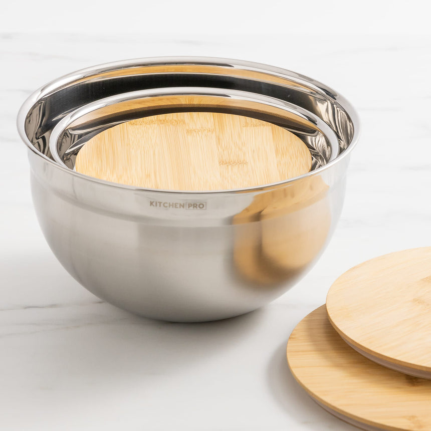 Kitchen Pro Mixwell Mixing Bowl with Bamboo Lid Set 3 Piece - Image 03