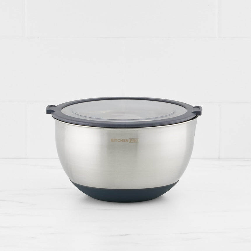 Kitchen Pro Mixwell Mixing Bowl with Clear Lid 2.5L Grey - Image 01