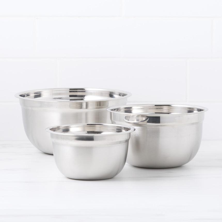 Kitchen Pro Mixwell Stainless Steel German Mixing Bowl Set 3 Piece - Image 01