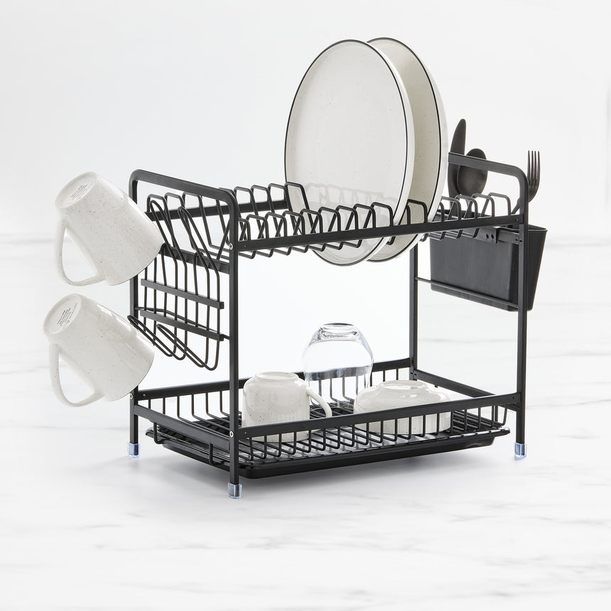 Kitchen Pro Tidy 2 Tier Dish Rack in Black - Image 01