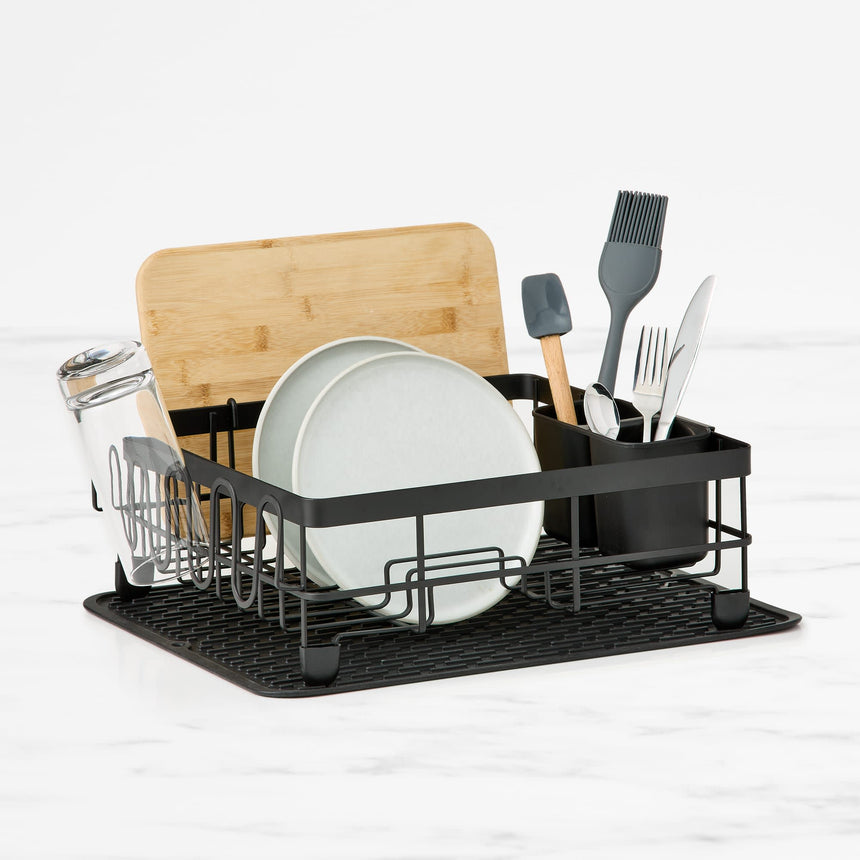 Kitchen Pro Tidy Dish Rack with Silicone Mat in Black - Image 01