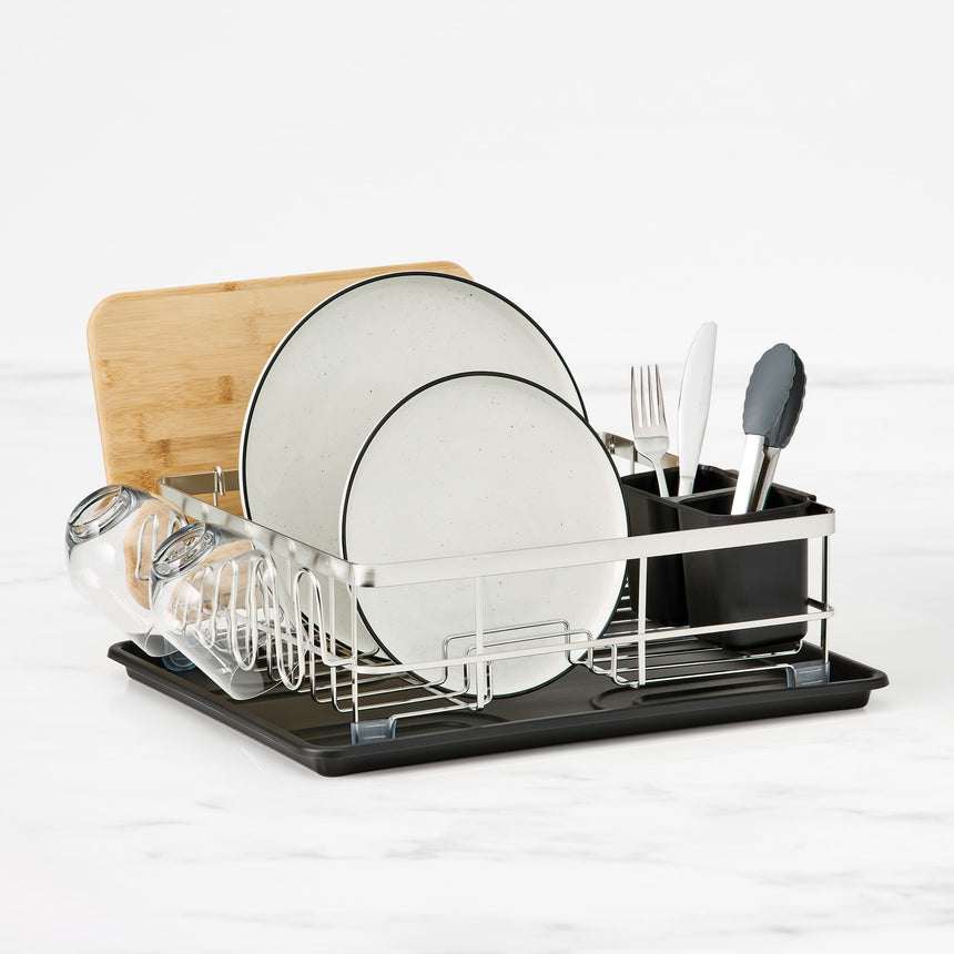 Kitchen Pro Tidy Stainless Steel Dish Rack with Draining Board - Image 01