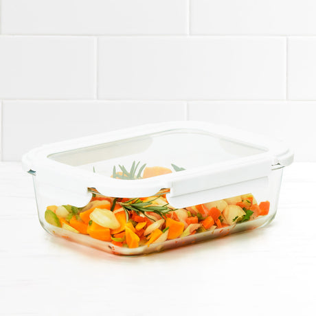 Kitchen Pro VersaLock Rectangular Glass Container 1.5 litre in White - Image 01