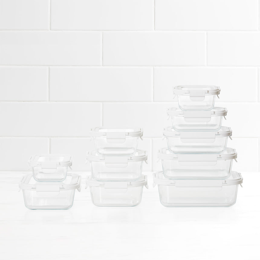 Kitchen Pro VersaLock Rectangular Glass Container Set 10 Piece in White - Image 02