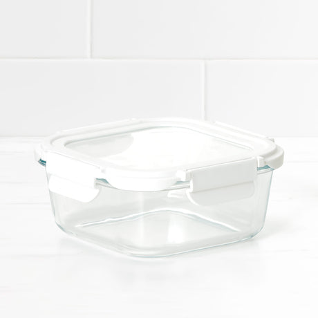 Kitchen Pro VersaLock Square Glass Container 800ml in White - Image 02