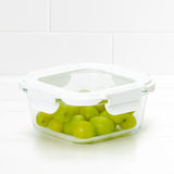 Kitchen Pro VersaLock Square Glass Container 800ml in White - Image 01