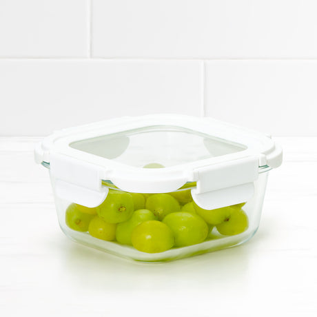 Kitchen Pro VersaLock Square Glass Container 800ml in White - Image 01