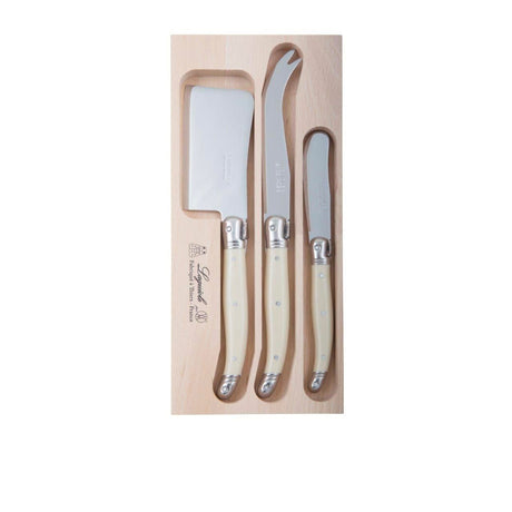 Laguiole Andre Verdier Debutant 3 Piece Cheese Knife Set Ivory - Image 01