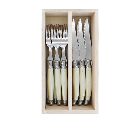 Laguiole Andre Verdier Debutant 12 Piece Cutlery Set Ivory - Image 01