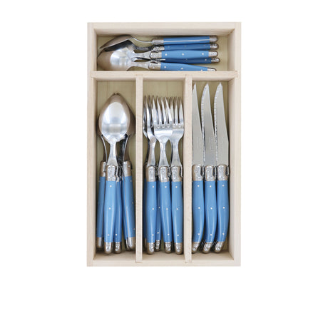 Laguiole Andre Verdier Debutant 24 Piece Cutlery Set Cornflower - Image 01