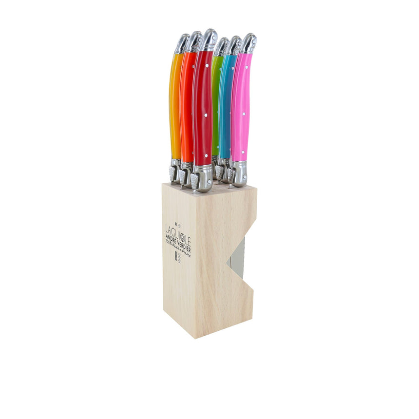 Laguiole Andre Verdier Debutant Serrated Knife Set of 6 Printemps - Image 01