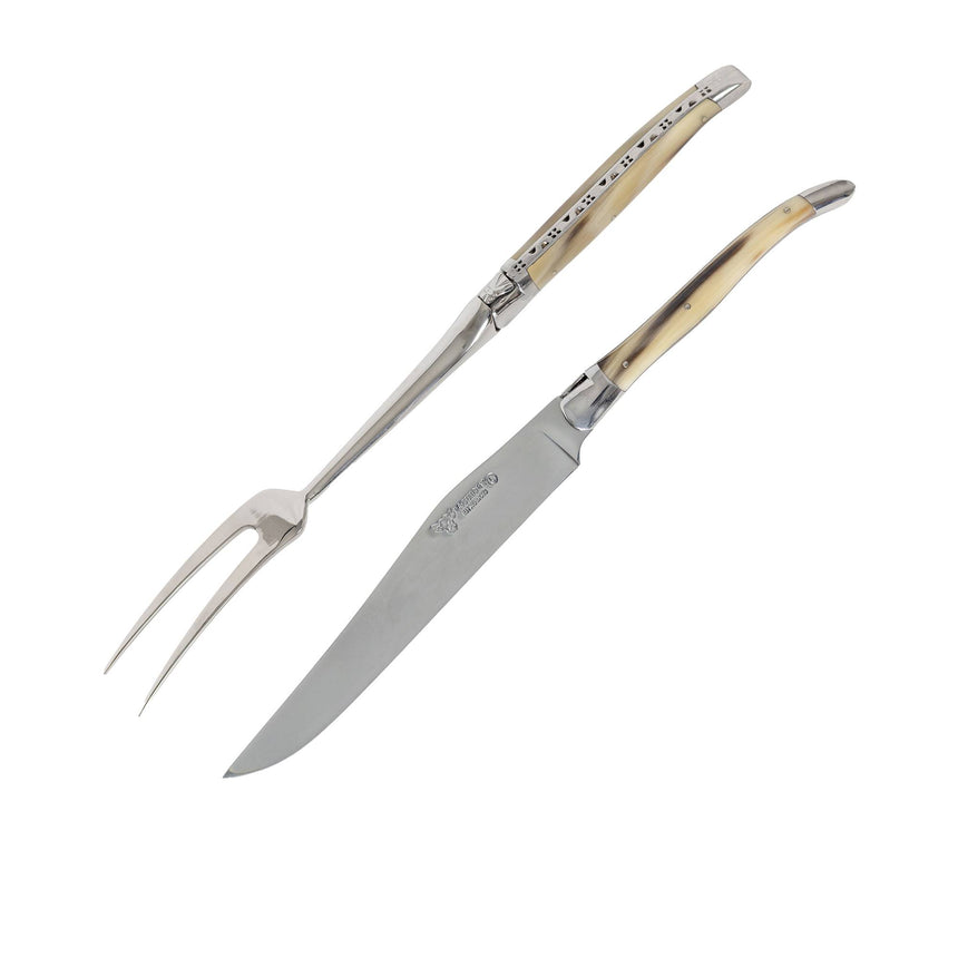 Laguiole En Aubrac 2pc Forged Carving Knife Set Solid Horn - Image 01