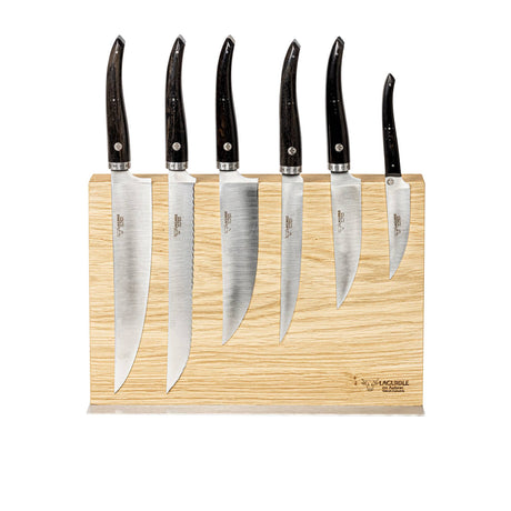 Laguiole En Aubrac Cuisine Gourmet 6pc Magnetic Knife Block Set Ebony Wood - Image 01