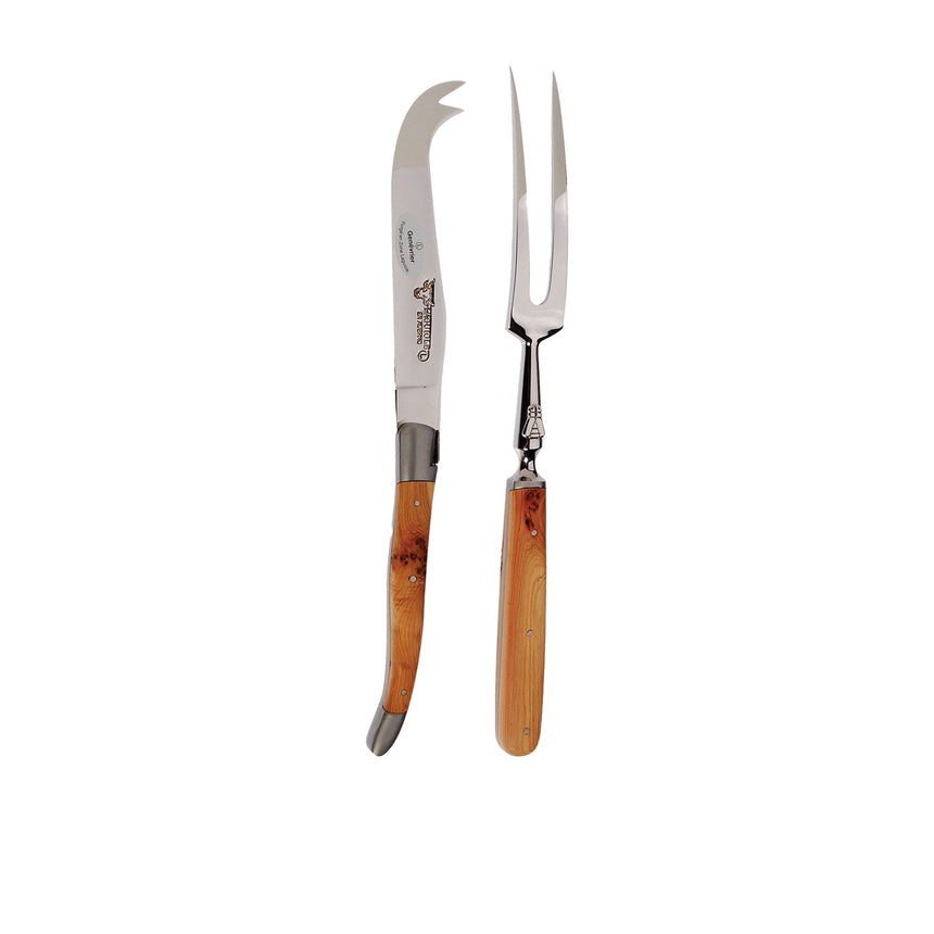 Laguiole En Aubrac Forged Cheese Knife Set 2pc Juniper Wood - Image 01