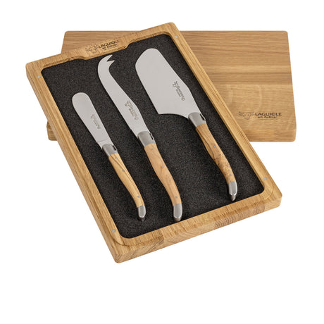 Laguiole En Aubrac Forged Cheese Knife Set 3pc Olive Wood - Image 01