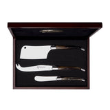 Laguiole En Aubrac Forged Cheese Knife Set 3pc Solid Horn - Image 01