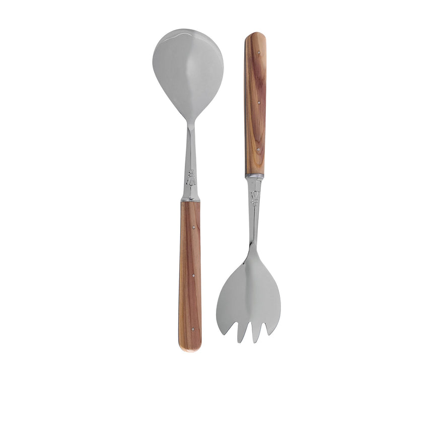 Laguiole En Aubrac Salad Server Set 2pc Yew Wood - Image 01