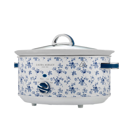 Laura Ashley China Rose Slow Cooker 6.5 Litre in White and in Blue - Image 01