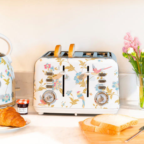 Laura Ashley Elveden 4 Slice Toaster in White - Image 02