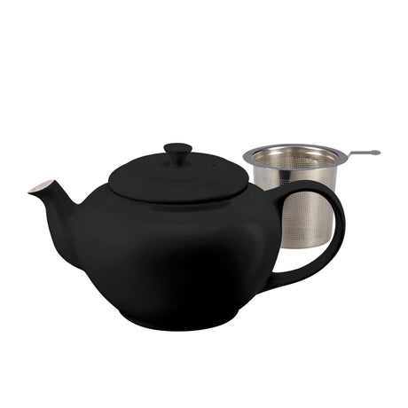 Le Creuset Classic Teapot with Stainless Steel Infuser 1.3 Litre Satin in Black - Image 01