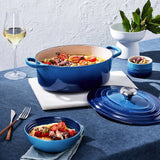 Le Creuset Signature Cast Iron Oval Casserole 27cm Azure in Blue - Image 03