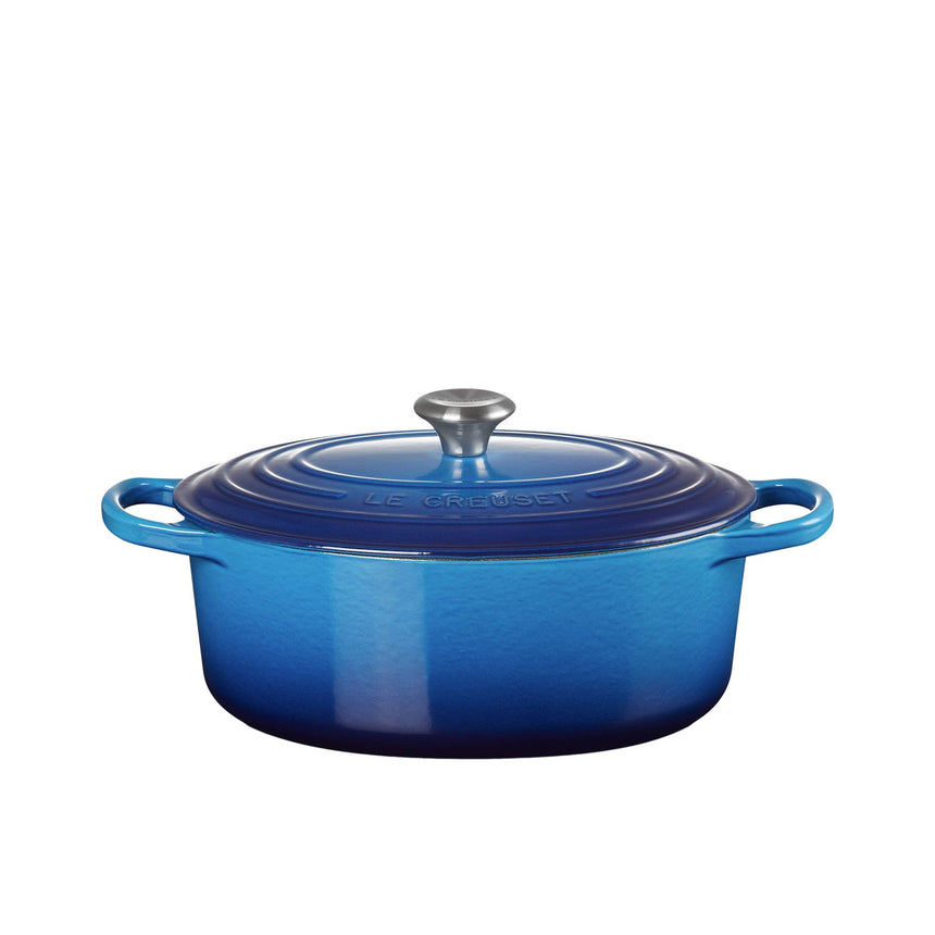 Le Creuset Signature Cast Iron Oval Casserole 27cm Azure in Blue - Image 04