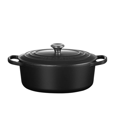 Le Creuset Signature Cast Iron Oval Casserole Stainless Steel Knob 29cm 4.7 Litre Satin in Black - Image 02