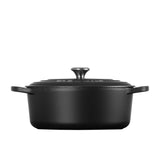 Le Creuset Signature Cast Iron Oval Casserole Stainless Steel Knob 29cm 4.7 Litre Satin in Black - Image 03