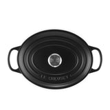 Le Creuset Signature Cast Iron Oval Casserole Stainless Steel Knob 29cm 4.7 Litre Satin in Black - Image 04