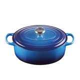 Le Creuset Signature Cast Iron Oval Casserole 29cm Azure in Blue - Image 01