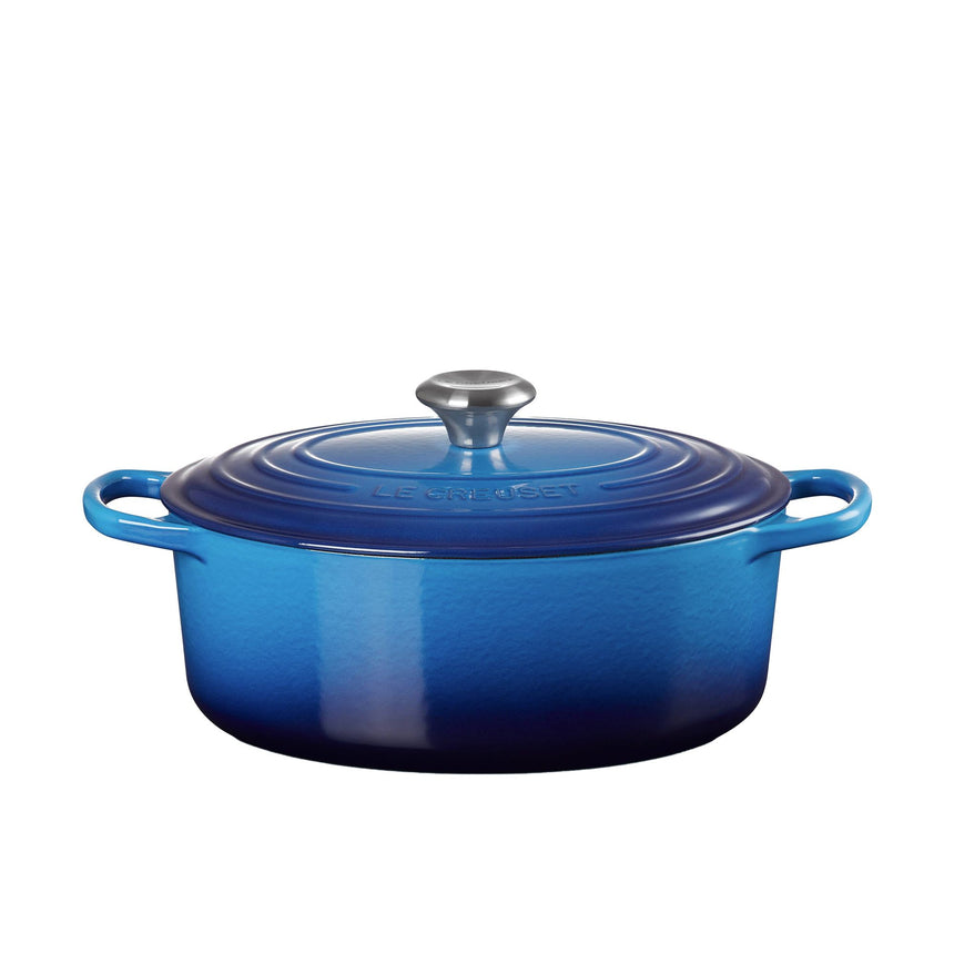 Le Creuset Signature Cast Iron Oval Casserole 29cm Azure in Blue - Image 04