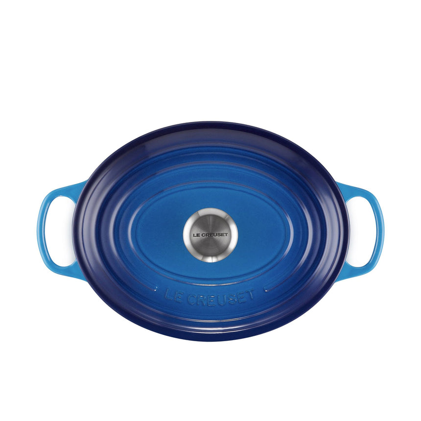 Le Creuset Signature Cast Iron Oval Casserole 29cm Azure in Blue - Image 06