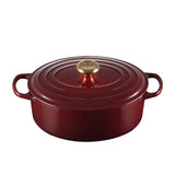 Le Creuset Signature Cast Iron Oval Casserole 29cm - 4.7 Litre Rhone with Gold Knob - Image 01