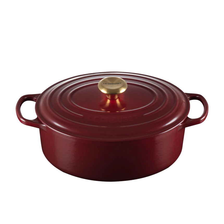 Le Creuset Signature Cast Iron Oval Casserole 29cm - 4.7 Litre Rhone with Gold Knob - Image 01