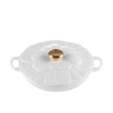 Le Creuset Signature Cast Iron Petal Shallow Casserole 26cm in White - Image 01