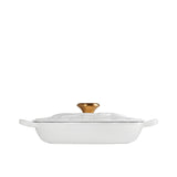 Le Creuset Signature Cast Iron Petal Shallow Casserole 26cm in White - Image 03