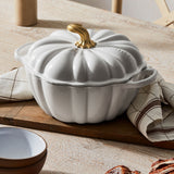 Le Creuset Signature Cast Iron Pumpkin Casserole 24cm - 3.7L White - Image 02