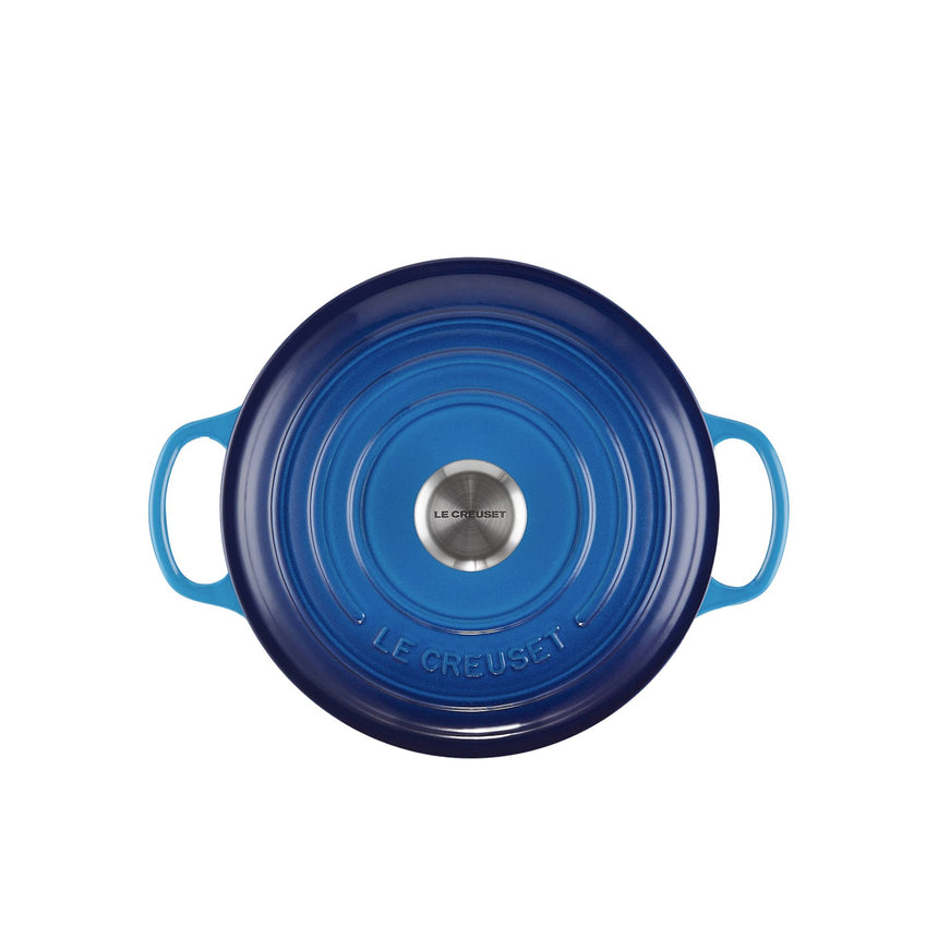 Le Creuset Signature Cast Iron Round Casserole 20cm Azure in Blue - Image 05