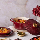 Le Creuset Signature Cast Iron Round Casserole 20cm - 2.4 litre Rhone with Gold Knob - Image 03