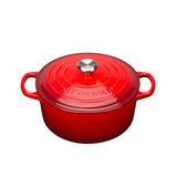 Le Creuset Signature Cast Iron Round Casserole 22cm - 3.3 Litre Cerise - Image 01