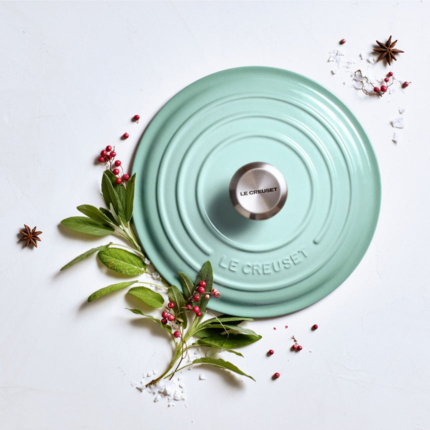 Le Creuset Signature Cast Iron Round Casserole 22cm - 3.3 Litre Sage - Image 05