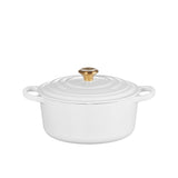 Le Creuset Signature Cast Iron Round Casserole 22cm - 3.3L White with Gold Knob - Image 02