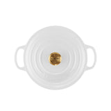 Le Creuset Signature Cast Iron Round Casserole 22cm - 3.3L White with Gold Knob - Image 04