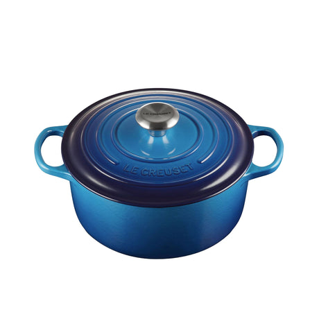 Le Creuset Signature Cast Iron Round Casserole 24cm Azure in Blue - Image 01