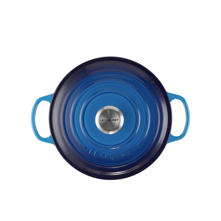 Le Creuset Signature Cast Iron Round Casserole 24cm Azure in Blue - Image 06