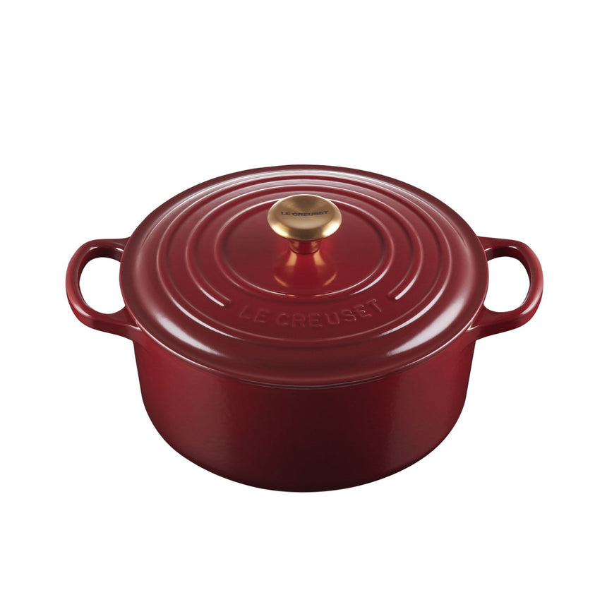 Le Creuset Signature Cast Iron Round Casserole 24cm - 4.2 Litre Rhone with Gold Knob - Image 01