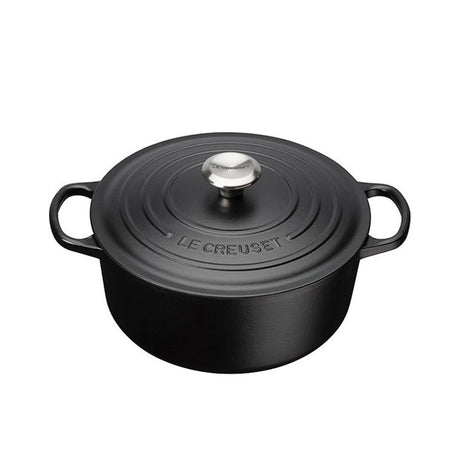 Le Creuset Signature Cast Iron Round Casserole 24cm - 4.2L Satin Black - Image 01