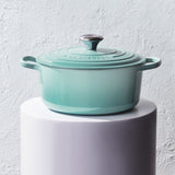 Le Creuset Signature Cast Iron Round Casserole 24cm - 4.2 Litre Sage - Image 02