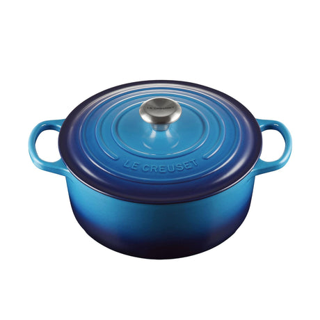 Le Creuset Signature Cast Iron Round Casserole 26cm Azure in Blue - Image 01